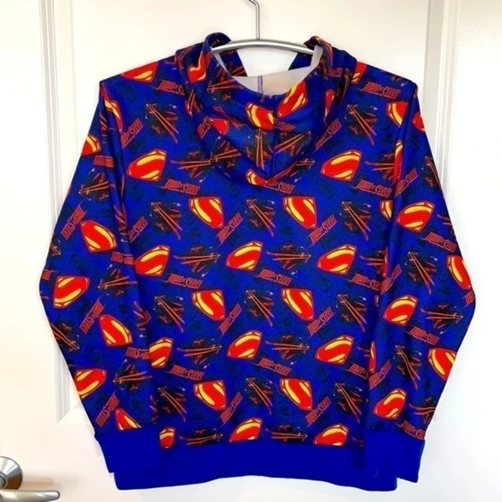 DC COMICS | Youth Size XL (14-16) SUPERMAN Blue Hooded Sweatshirt